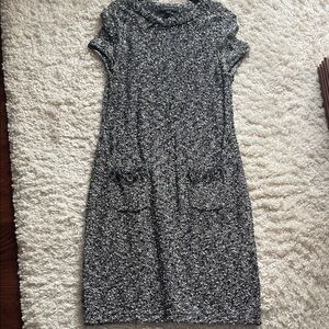 Ann Taylor Black and White Tweed Below the Knee Dress Large